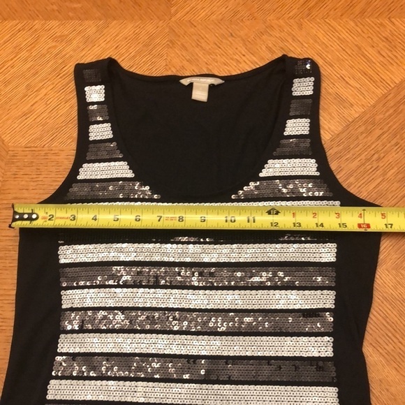 Banana Republic Black and White Stripe Sequin Tank Small - Picture 5 of 7